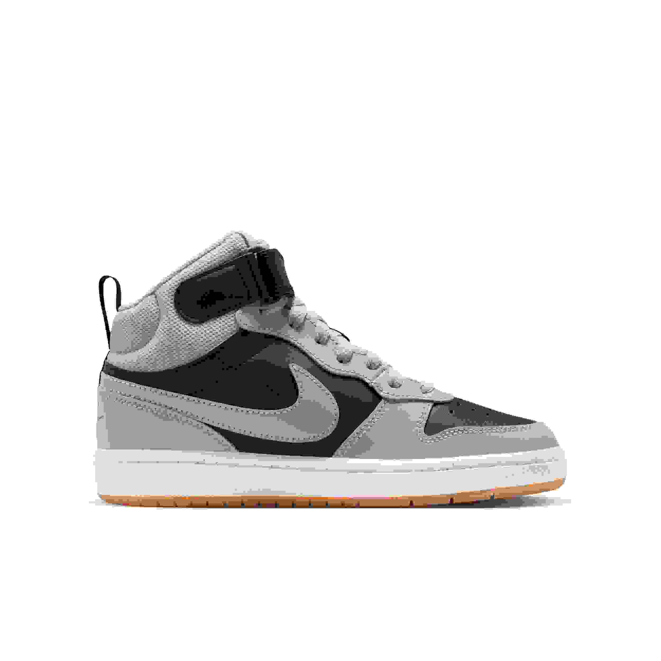 Nike Court Borough Mid 2 Grade School Boys' "Black/White/Gum Medium Brown/Light Smoke Grey" Shoe